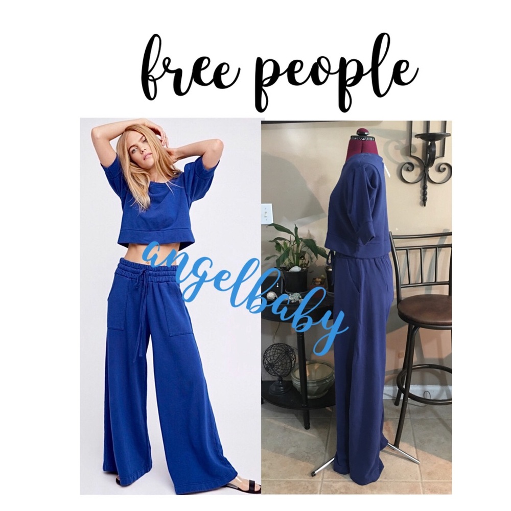 HP 💙 Free People Beach Wide Leg Pants and Crop Top Set in Navy! - Picture 10 of 16